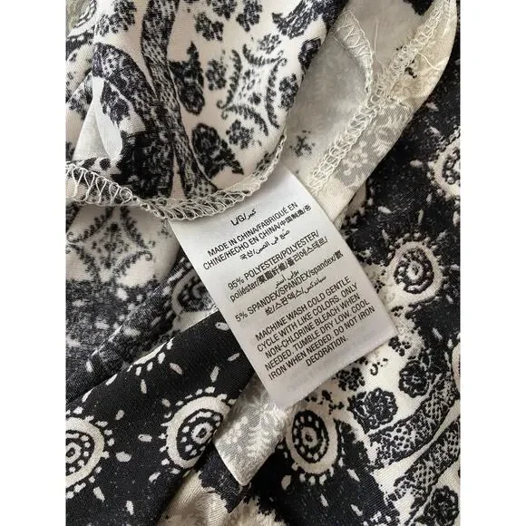 Style & Co Patchwork Paisley Maxi Dress Large Black Tan Stretch Boho - Picture 7 of 10